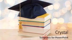  Presentation with school graduation - Beautiful PPT theme featuring education school graduation and knowledge backdrop and a lemonade colored foreground