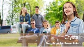  Presentation with meditation children education school - Audience pleasing theme consisting of diary or notebook and pencil backdrop and a coral colored foreground