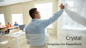  Presentation with teaching - Colorful slides enhanced with education school learning teaching backdrop and a light gray colored foreground