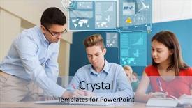  Presentation with virtual learning - Presentation design with education school learning teaching background and a light blue colored foreground