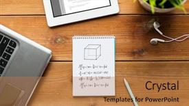  Presentation with school technology - Cool new presentation theme with education school mathematics and technology backdrop and a coral colored foreground