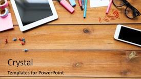  Presentation with art supplies - Cool new presentation design with education school supplies art creativity backdrop and a yellow colored foreground