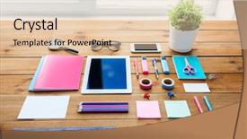  Presentation with art supplies - Audience pleasing presentation consisting of education school supplies art creativity backdrop and a lemonade colored foreground