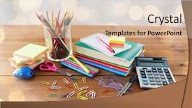  Presentation with art supplies - Theme featuring education school supplies art creativity background and a lemonade colored foreground