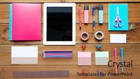  Presentation with art supplies - Slides consisting of education school supplies art creativity background and a coral colored foreground
