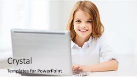  Presentation with school technology - Audience pleasing theme consisting of education school technology and internet backdrop and a soft green colored foreground