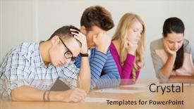  Presentation with students thinking - Slide deck consisting of education school test and people background and a  colored foreground