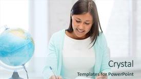  Presentation with travel globe - Amazing slide set having education and school travel concept backdrop and a sky blue colored foreground