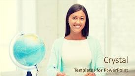  Presentation with travel globe - Beautiful presentation theme featuring uncertain unsure ponder fit picky backdrop and a lemonade colored foreground.