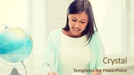  Presentation with travel globe - Amazing PPT layouts having education and school travel concept backdrop and a cream colored foreground