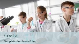  Presentation with children education - Slides with education science and children concept background and a lemonade colored foreground