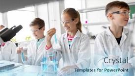  Presentation with chemistry - Colorful slide set enhanced with education-science-and-children-concept backdrop and a light blue colored foreground