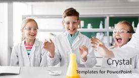  Presentation with children education - PPT theme having education science chemistry and children background and a light gray colored foreground