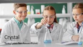  Presentation with children education - Colorful slide deck enhanced with education science chemistry and children backdrop and a light gray colored foreground