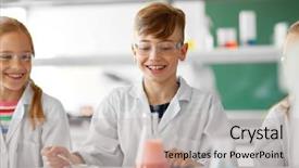  Presentation with children education - Theme with education science chemistry and children background and a light gray colored foreground