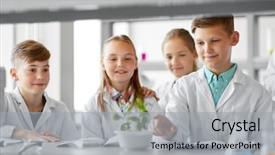  Presentation with science plant - Presentation theme enhanced with education science and school concept background and a light gray colored foreground