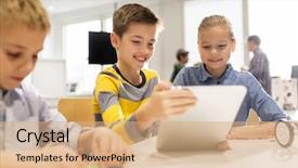  Presentation with education children technology science - Cool new theme with education science technology children backdrop and a coral colored foreground