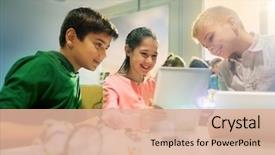  Presentation with education children technology science - Colorful presentation design enhanced with education science technology children backdrop and a lemonade colored foreground