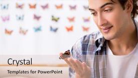  Presentation with student - Slides having butterfly science - student entomologist studying new species background and a lemonade colored foreground