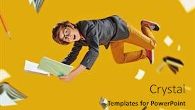  Presentation with education supplies - Audience pleasing presentation theme consisting of education-smart-boy-teenager-student backdrop and a gold colored foreground