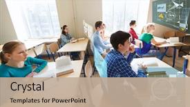  Presentation with statistics - Amazing PPT layouts having education statistics and people concept backdrop and a coral colored foreground