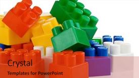  Presentation with white bricks - PPT theme having education strategies - colorful plastic toys bricks isolated background and a red colored foreground