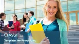  Presentation with outdoors - Colorful presentation design enhanced with education students - female student outdoors with her backdrop and a ocean colored foreground