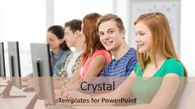  Presentation with school technology - Theme consisting of education technology and internet - smiling background and a coral colored foreground