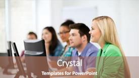  Presentation with technology students - Beautiful slide deck featuring education technology and internet - students backdrop and a  colored foreground