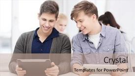  Presentation with school technology - Cool new PPT theme with education technology and internet - two backdrop and a coral colored foreground