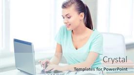  Presentation with technology education - Colorful slide set enhanced with education-technology-and-internet-concept backdrop and a cool aqua colored foreground