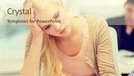  Presentation with education technology - Presentation theme having education technology and internet concept - tired teenage girl student with tablet pc and books preparing for exam background and a cream colored foreground