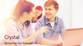  Presentation with technology students - PPT layouts having online exam learning finger - education technology and internet concept background and a lemonade colored foreground