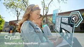  Presentation with technology education - PPT theme having education technology and people concept background and a seafoam green colored foreground