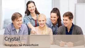  Presentation with technology students - Amazing theme having education technology and internet concept backdrop and a soft green colored foreground