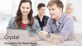  Presentation with technology education - Cool new presentation design with education technology and internet concept backdrop and a soft green colored foreground