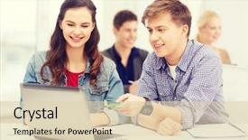  Presentation with technology education - Slide set enhanced with education technology and internet concept background and a lemonade colored foreground