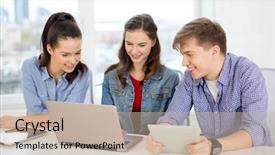  Presentation with technology students - Audience pleasing PPT theme consisting of education technology school and internet backdrop and a mint green colored foreground