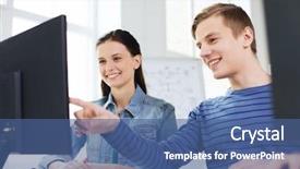  Presentation with school technology - Slide set having education technology school and people background and a ocean colored foreground