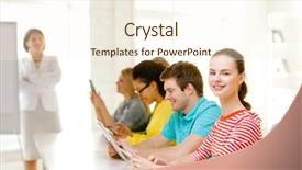  Presentation with classmates - Amazing slide set having education technology and school concept backdrop and a cream colored foreground