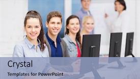  Presentation with monitor computer - Amazing slide set having vintage football over grass seen backdrop and a tawny brown colored foreground