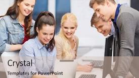  Presentation with education and internet - Audience pleasing PPT theme consisting of education techology and internet concept backdrop and a soft green colored foreground