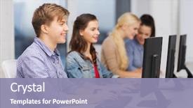  Presentation with monitor computer - Slide set consisting of education techology and internet concept background and a light blue colored foreground