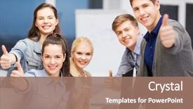  Presentation with monitor computer - Colorful presentation design enhanced with education techology and internet concept backdrop and a  colored foreground