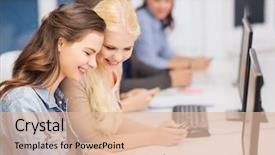  Presentation with monitor computer - Presentation theme consisting of education techology and internet concept background and a  colored foreground