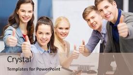  Presentation with education and internet - Audience pleasing PPT theme consisting of education techology and internet concept backdrop and a coral colored foreground