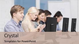  Presentation with education and internet - Amazing PPT layouts having education techology and internet concept backdrop and a  colored foreground