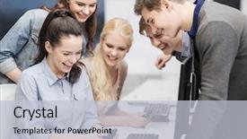  Presentation with education and internet - Slide deck featuring education techology and internet concept background and a  colored foreground