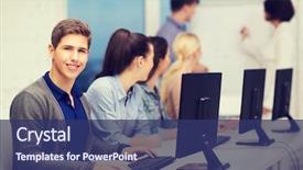  Presentation with education and internet - Slides with education techology and internet concept background and a ocean colored foreground