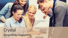  Presentation with monitor computer - Theme with education techology and internet concept background and a lemonade colored foreground